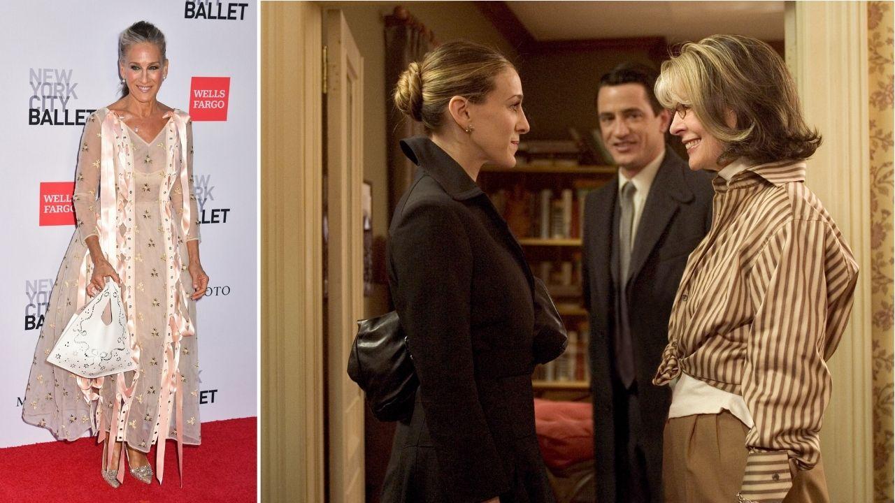 Split photos of Sarah Jessica Parker, Diane Keaton and Dermot Mulroney
