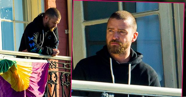 Justin Timberlake Wearing Sweats on a New Orleans Balcony