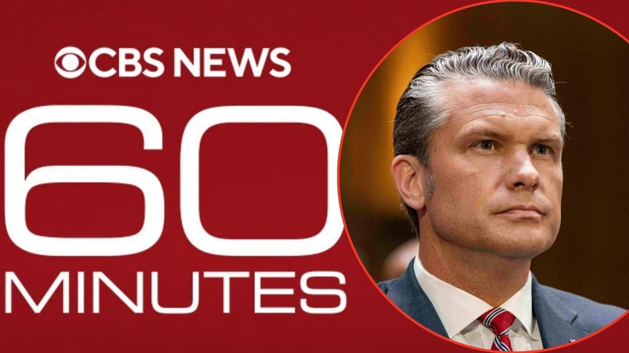 '60 Minutes' logo alongside a photo of Pete Hegseth