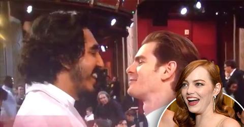 //andrew garfield emma stone engagement rumors oscar dev patel kiss pp