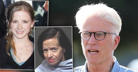 Ted Danson Closeup Looking Upset With Inset of Daughter Alexis Smiling and Inset of Her Mother's Mug Shot