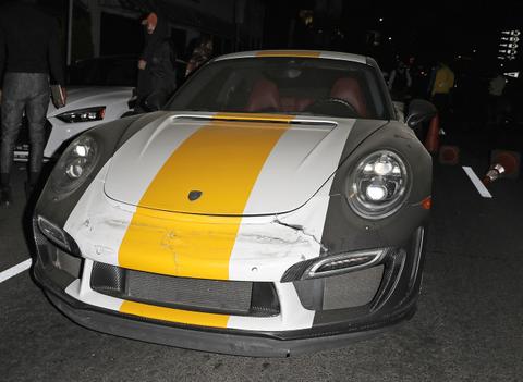 chris brown porsche hit by drunk driver in west hollywood