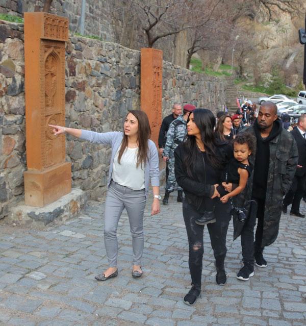 //kim khloe kardashian kanye north west armenia monastery sightseeing