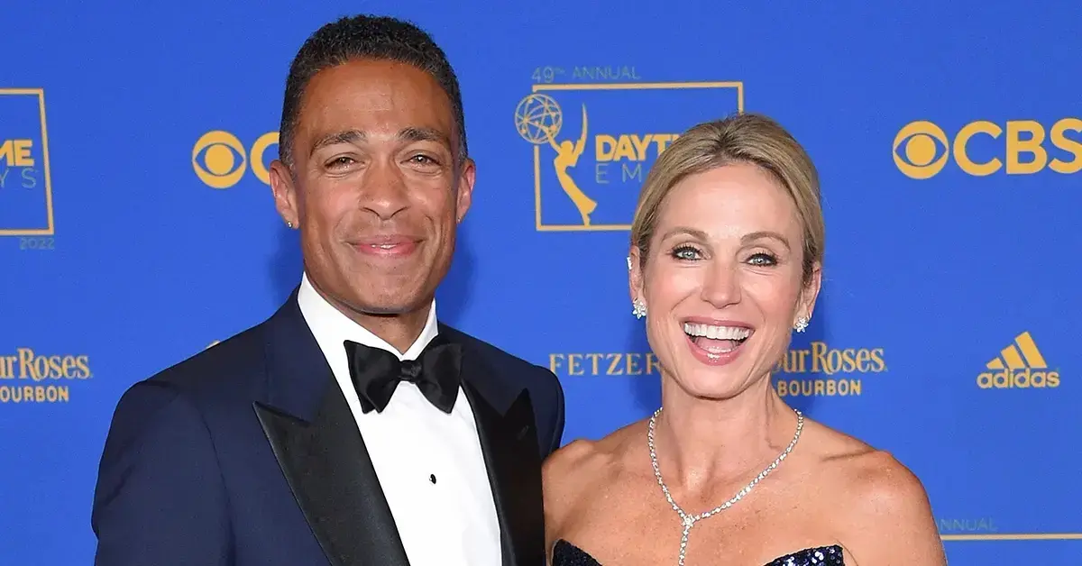 tj holmes amy robach smiling together before his divorce filing pp