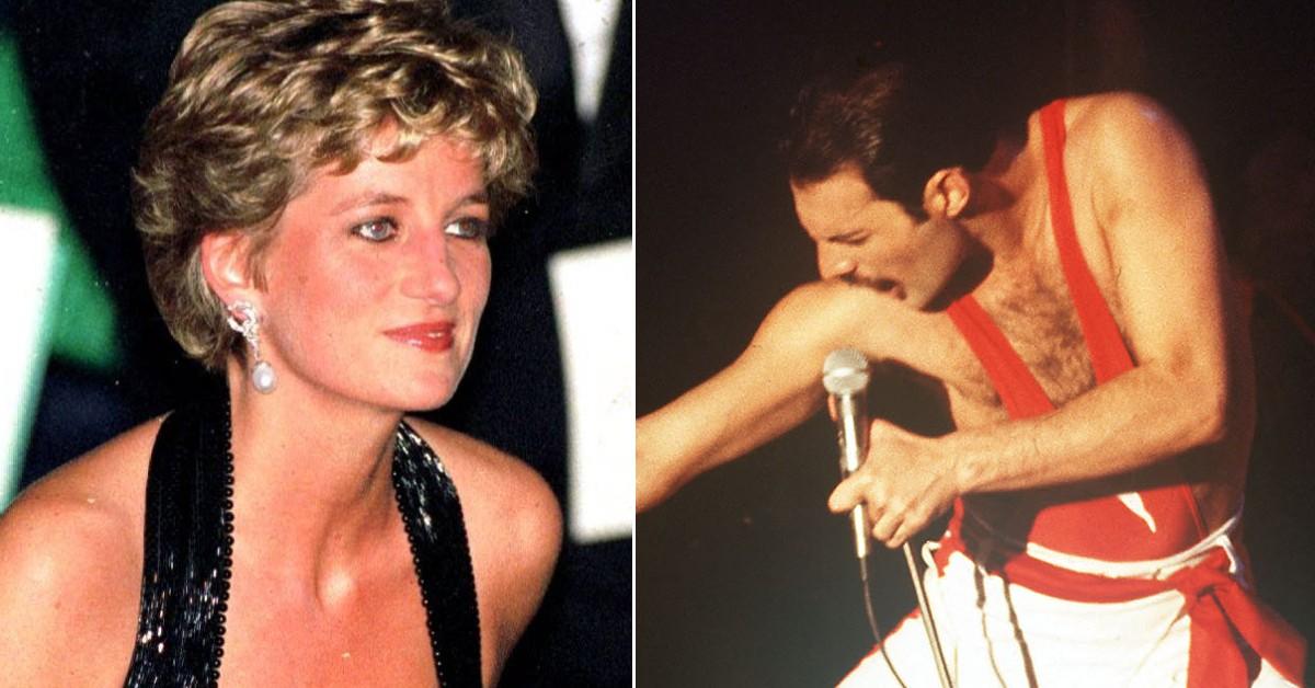 Split photo of Princess Diana and Freddie Mercury