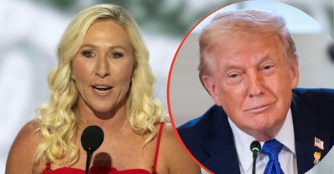 split image of Marjorie Taylor Greene and Donald Trump