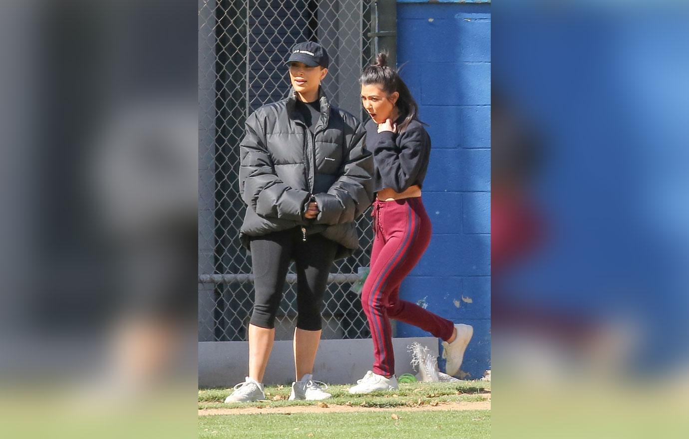 //Kardashian sisters kris jenner softball