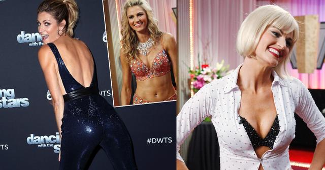 Erin Andrews showing off butt and cleavage in leather pants and bra after nude video peephole scandal