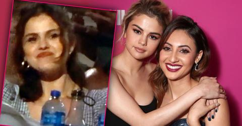 Inset of Selena Gomez and water bottles; Selena Goez and her former friend Francia Raisa