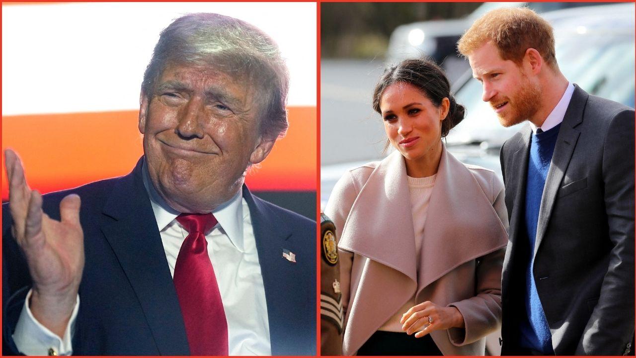 Split photos of Donald Trump, Prince Harry and Meghan Markle