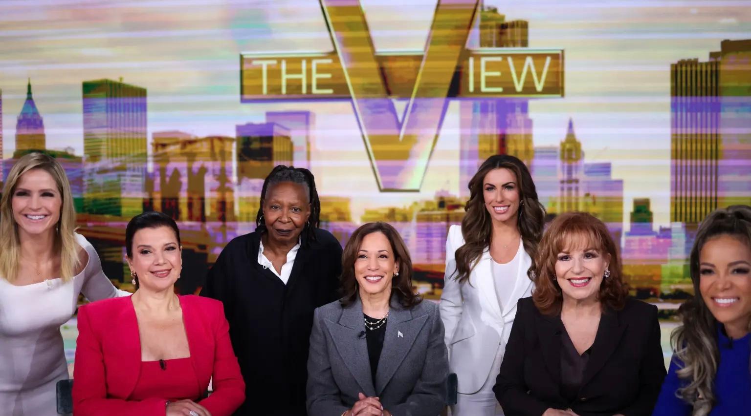 Composite photo of Sara Haines, Ana Navarro, Whoopi Goldberg, Kamala Harris, Alyssa Farah Griffith, Joy Behar, Sunny Hostin