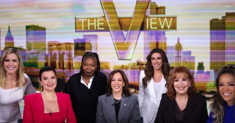 Composite photo of Sara Haines, Ana Navarro, Whoopi Goldberg, Kamala Harris, Alyssa Farah Griffith, Joy Behar, Sunny Hostin