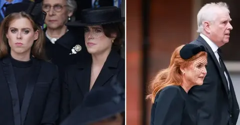 Split photos of Princess Eugenie, Beatrice, Andrew Windsor and Sarah Ferguson