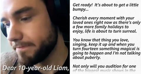 Split photo of Liam Payne and the letter he wrote himself.