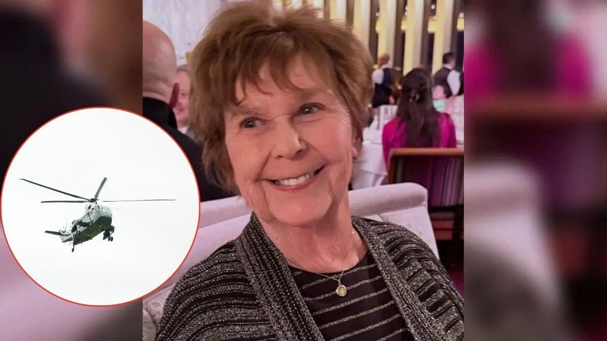 Composite photo of helicopter and Nancy Guthrie