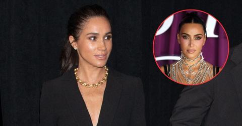 Split photo of Meghan Markle and Kim Kardashian