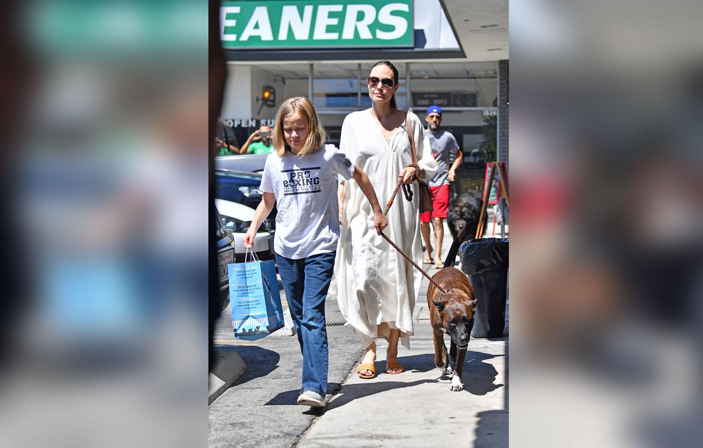 Angelina Jolie and Vivienne Jolie-Pitt head to a dog supply store in Los Angeles.