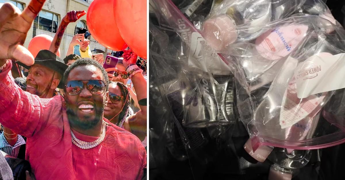 Split photo of Sean 'Diddy' Combs, Babi Oil