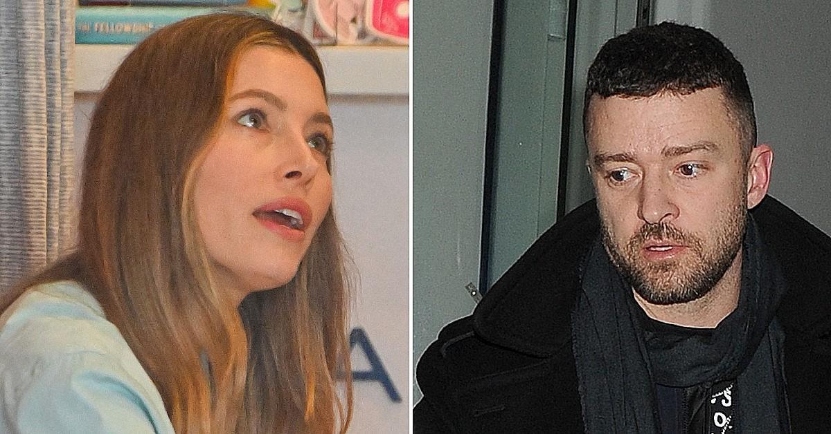 Composite photo of Jessica Biel and Justin Timberlake.