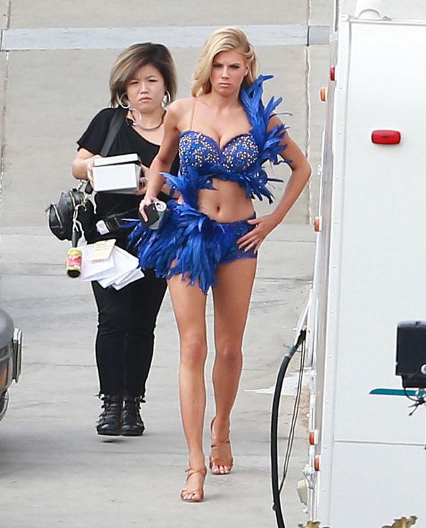 Side Boob Alert! Charlotte McKinney Lets It All Hang Out On 'DWTS' Set In A  Barely-There Robe