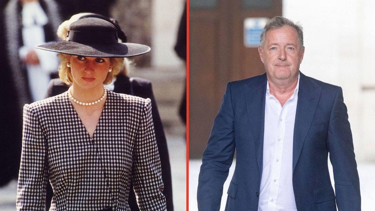 Split photos of Princess Diana and Piers Morgan