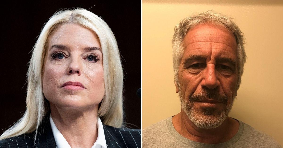 Composite photo of Pam Bondi and Jeffrey Epstein