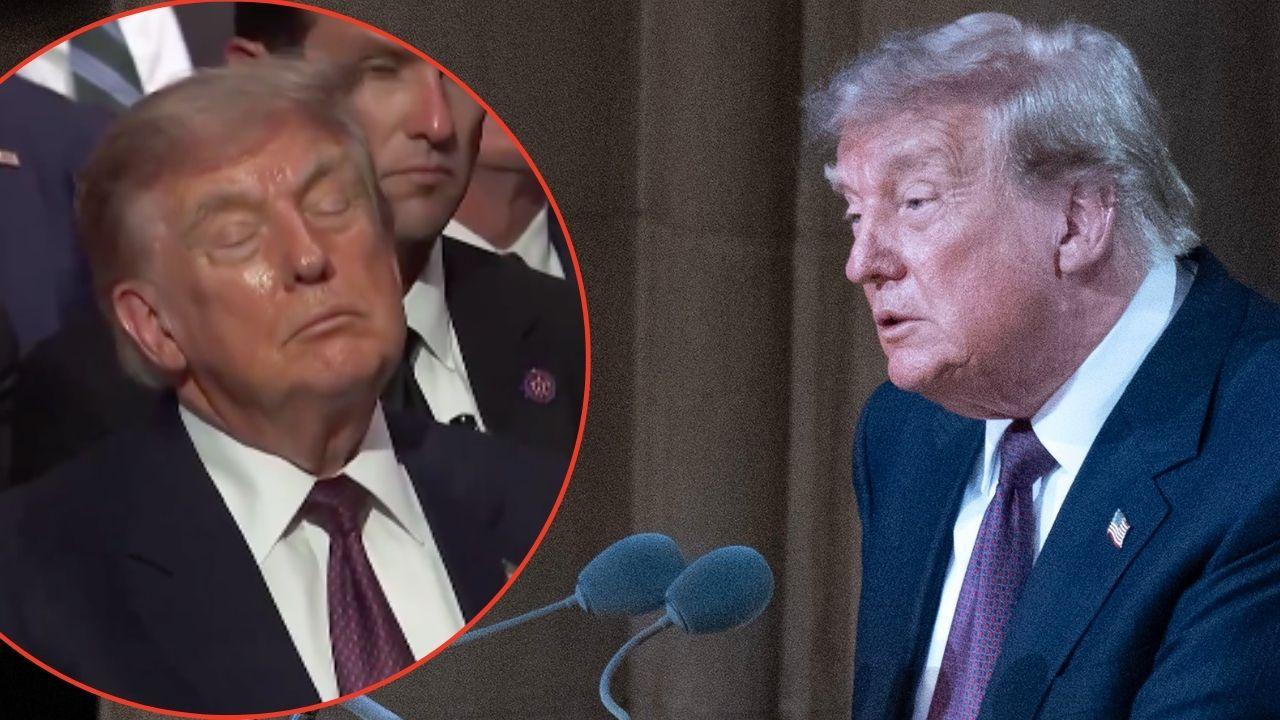 picture of Donald Trump sleeping at Lindsey Graham funeral.