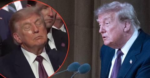 picture of Donald Trump sleeping at Lindsey Graham funeral.
