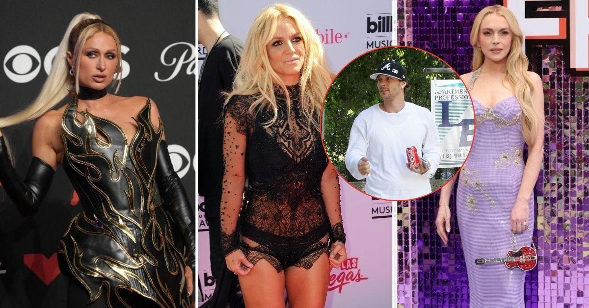 Composite photo of Paris Hilton, Britney Spears, Kevin Federline and Lindsay Lohan