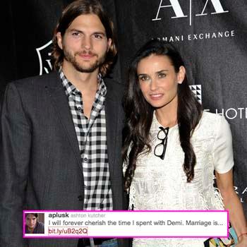 //ashton kutcher demi moore tweet divorce ap