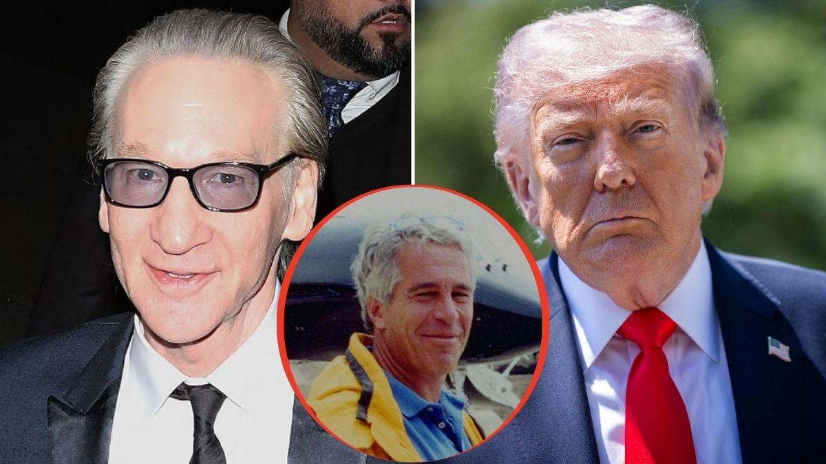 split image of Bill Maher / Donald Trump / Jeffrey Epstein