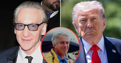 split image of Bill Maher / Donald Trump / Jeffrey Epstein