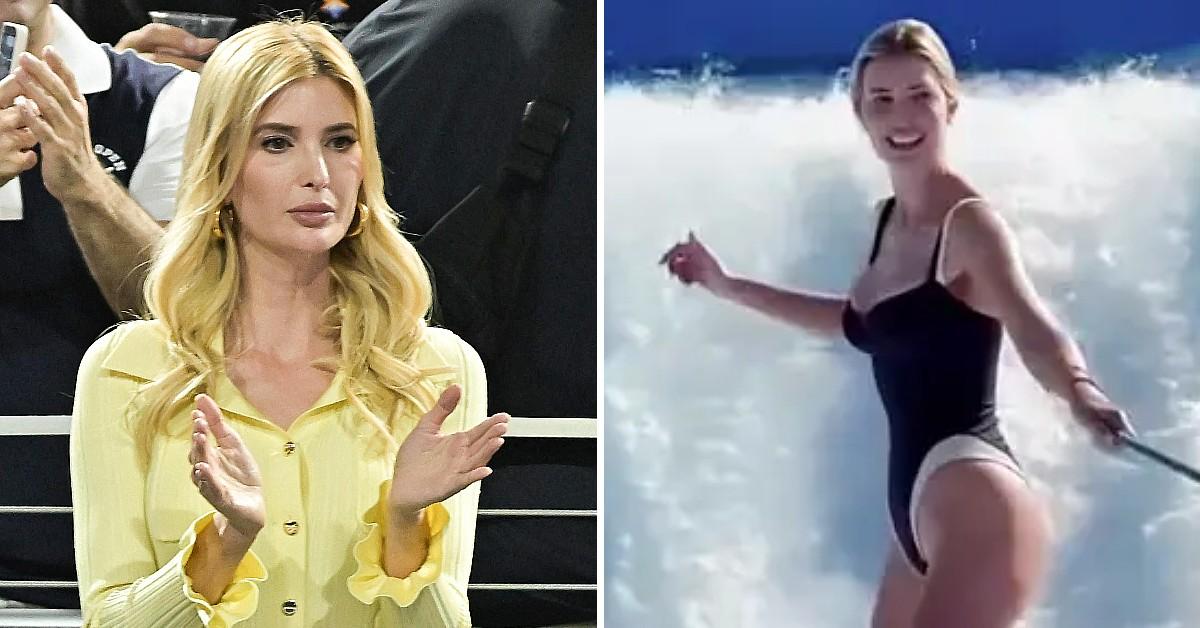 Split photo of Ivanka Trump, Ivanka Trump in swimsuit.