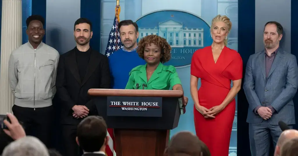 white house reporter derails karine jean pierre jason sudeikis ted lassojpg