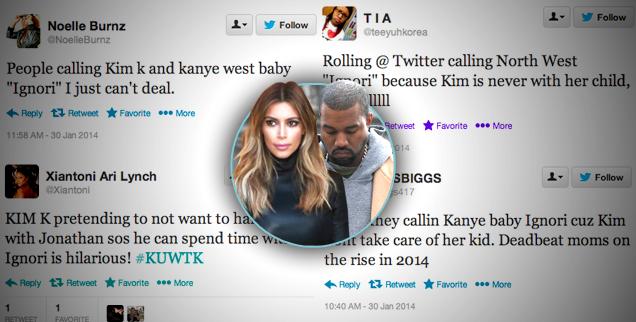 //kim kardashian kanye west twitter critics brand baby north ignori wide