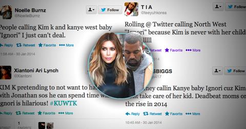 //kim kardashian kanye west twitter critics brand baby north ignori wide