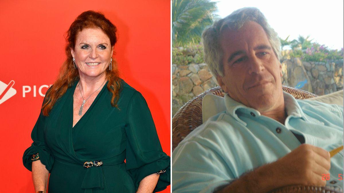 Split photo of Sarah Ferguson and Jeffrey Epstein