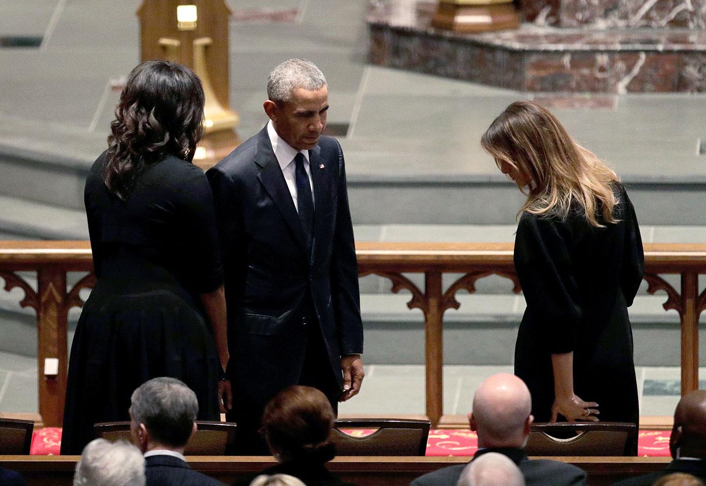 Barbara Bush Funeral Attended By Clintons Obamas Melania Trump