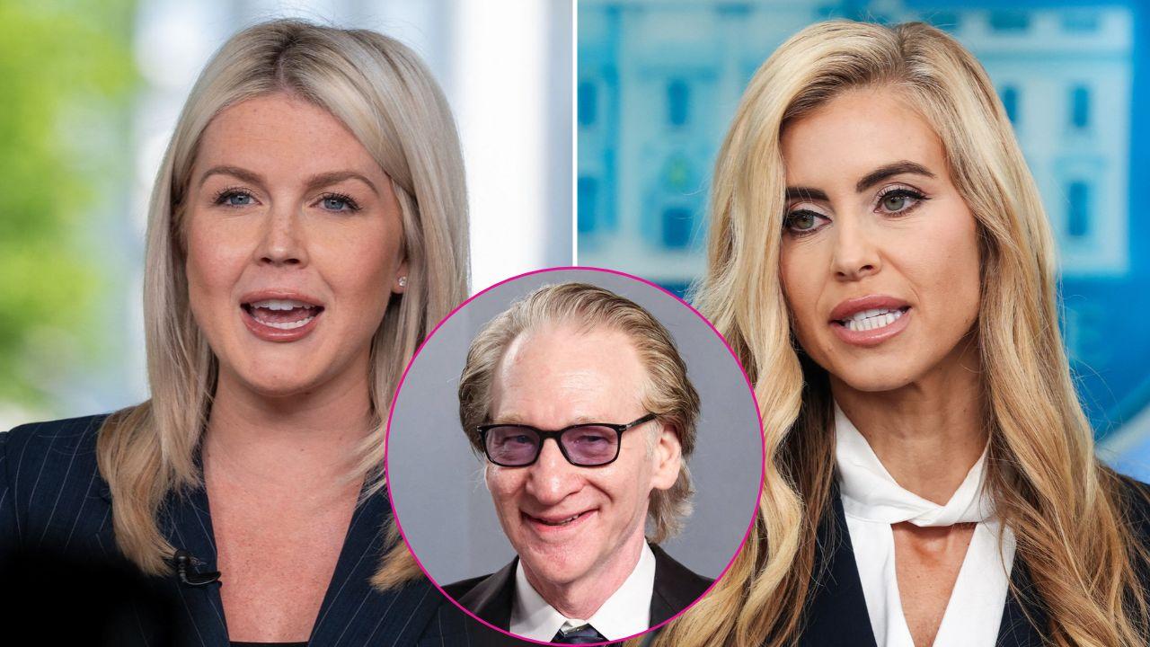 split image of Karoline Leavitt, Bill Maher and Katie Zacharia 