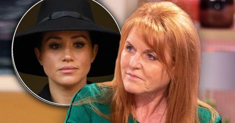 Inset of Meghan Markle Wearing Black Broad Brimmed Hat, Sarah Ferguson Wearing Green Dress Empathizes With Meghan Markle