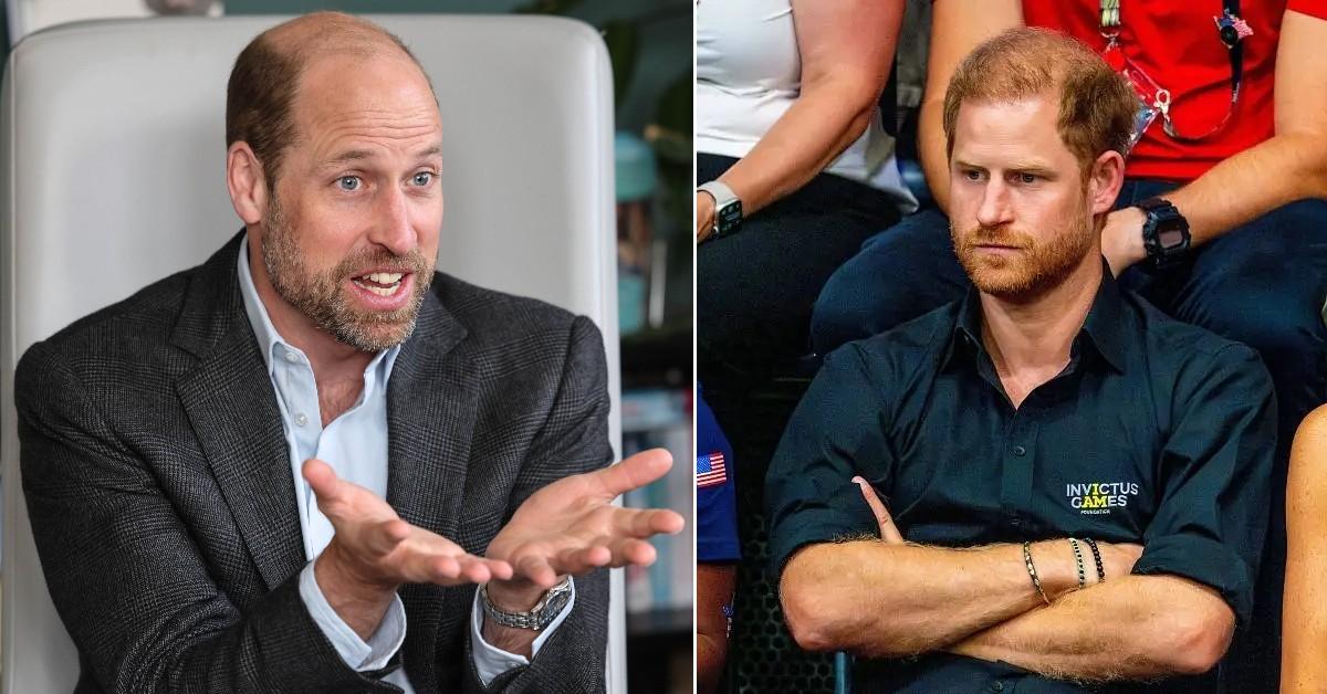 Split photo of Princes Wiliam and Harry