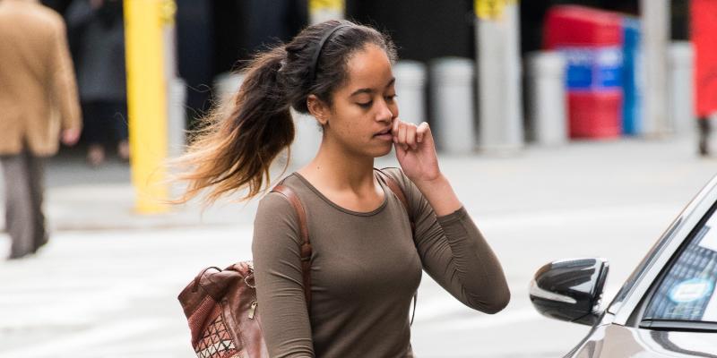 Malia walking to work in NY