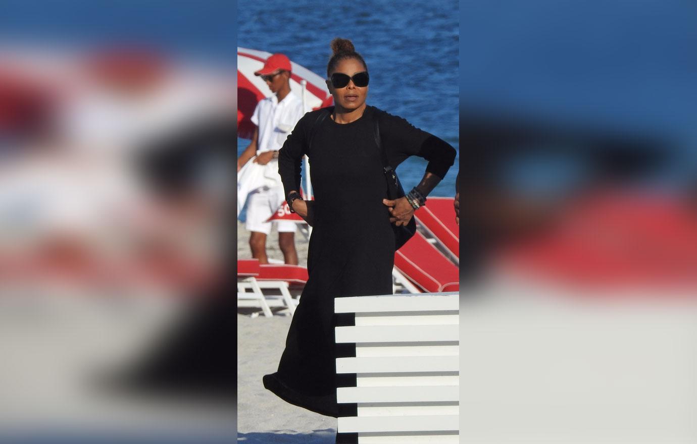 Janet Jackson Takes Son Eissa Al Mana To Beach