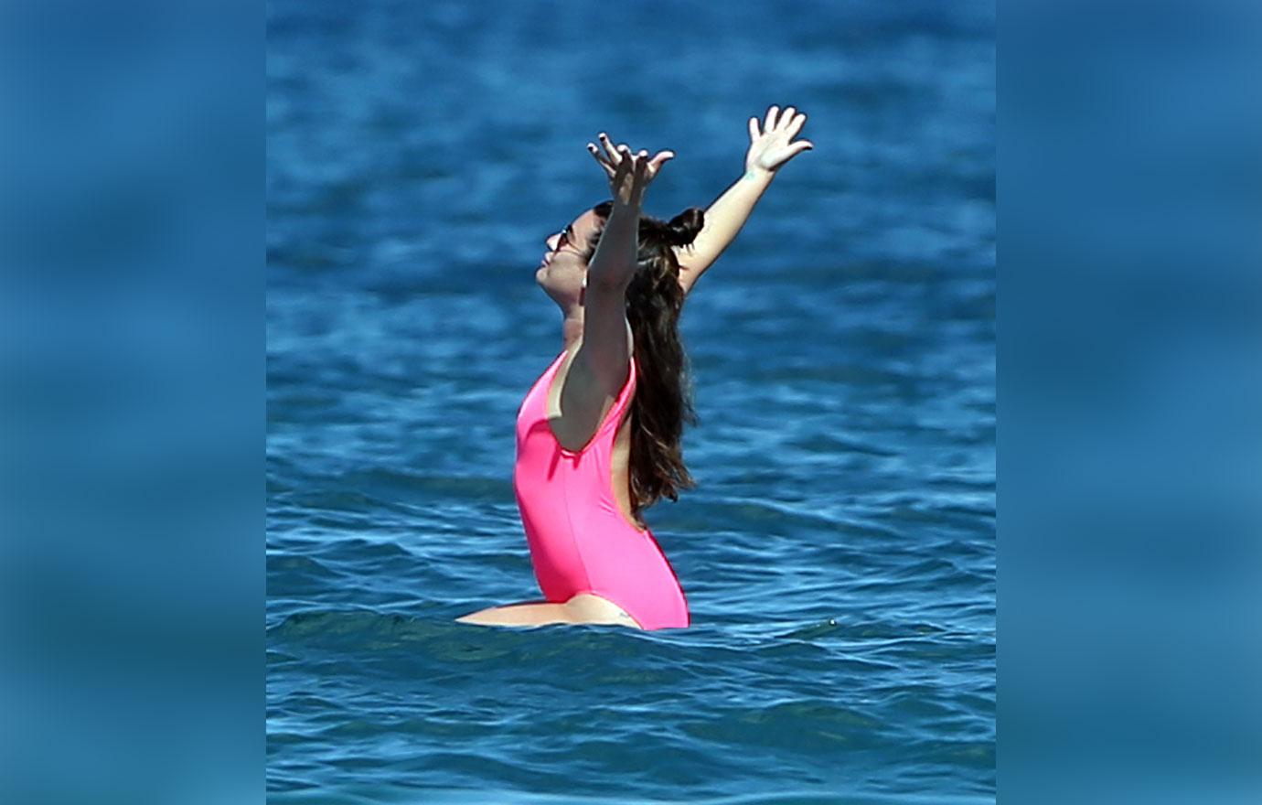 //lea michele weight gain bathing suit yoga maui