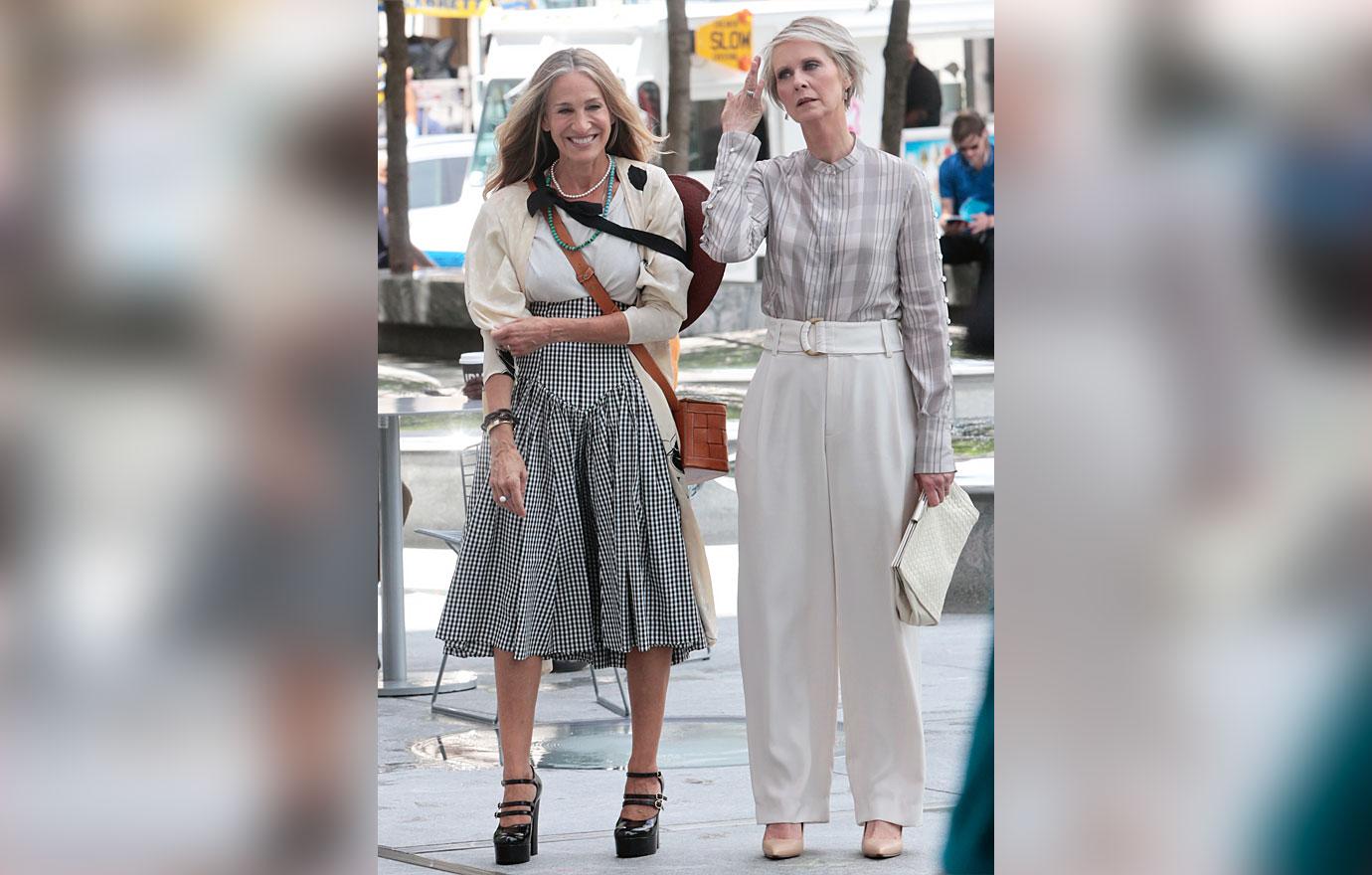 sarah jessica parker cynthia nixon filming sex and the city reboot