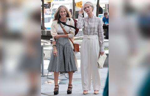 sarah jessica parker cynthia nixon filming sex and the city reboot