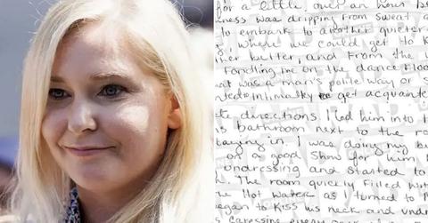 Split photo of Virginia Giuffre and her diary.