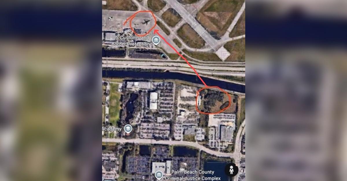 google map of airport and hunting area