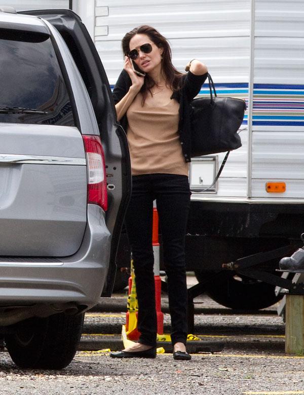 Angelina Jolie​ No Makeup Stressed On Set