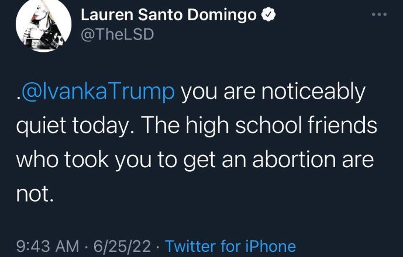 lauren santo domingo trashes ivanka trump high school abortion